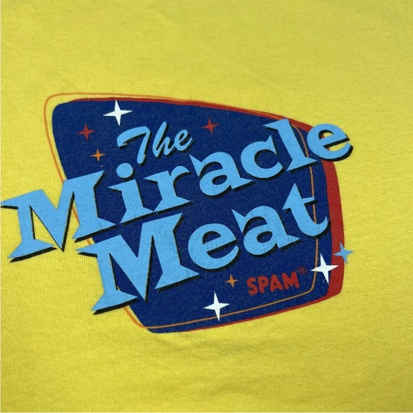 Y2K Vintage Spam Miracle Meat Yellow T Shirt - Picture 10 of 11
